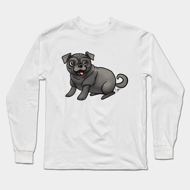 Dog - Pug - Black Long Sleeve T-Shirt by Jen's Dogs Custom Gifts and Designs